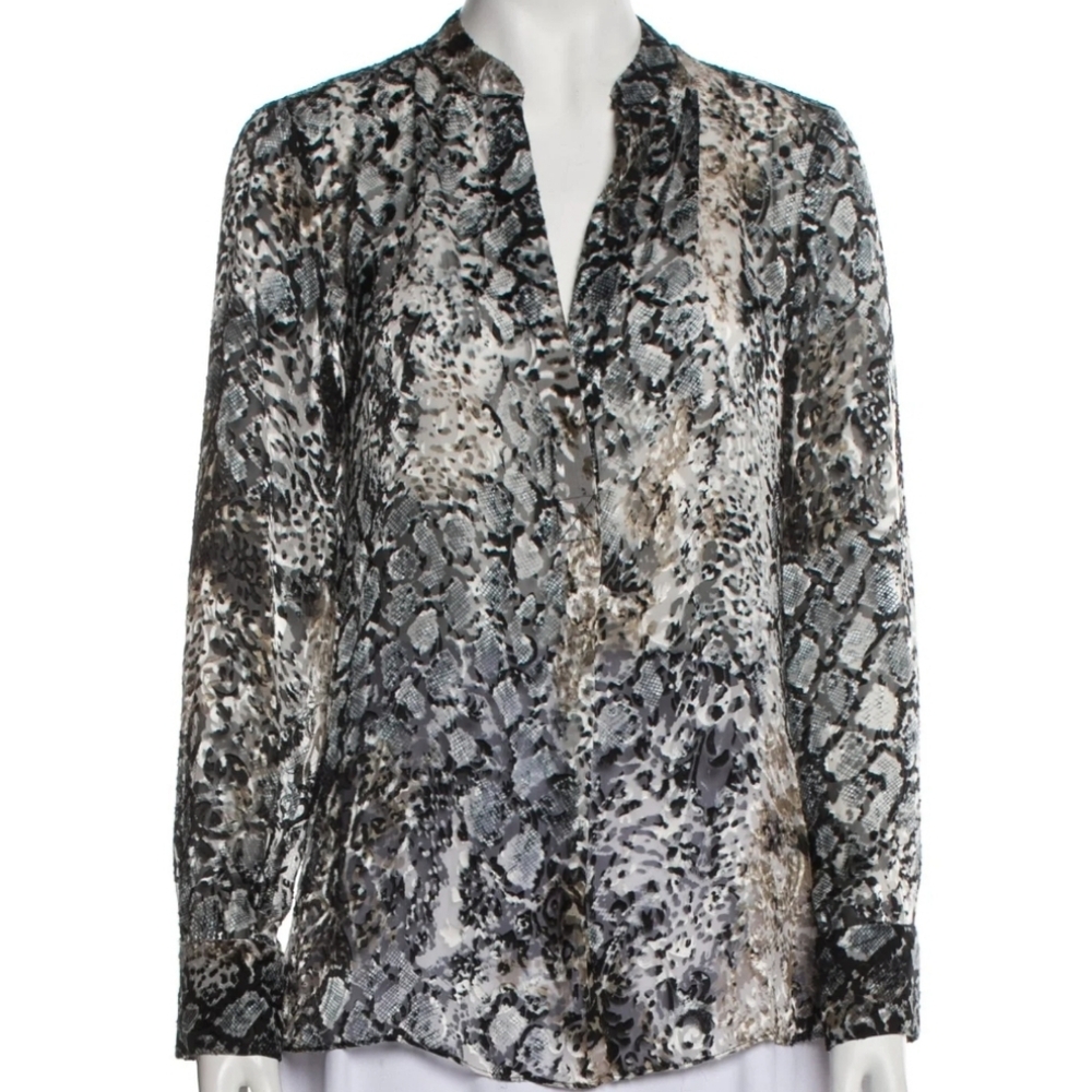 Alice + Olivia Animal Print Silk Blouse